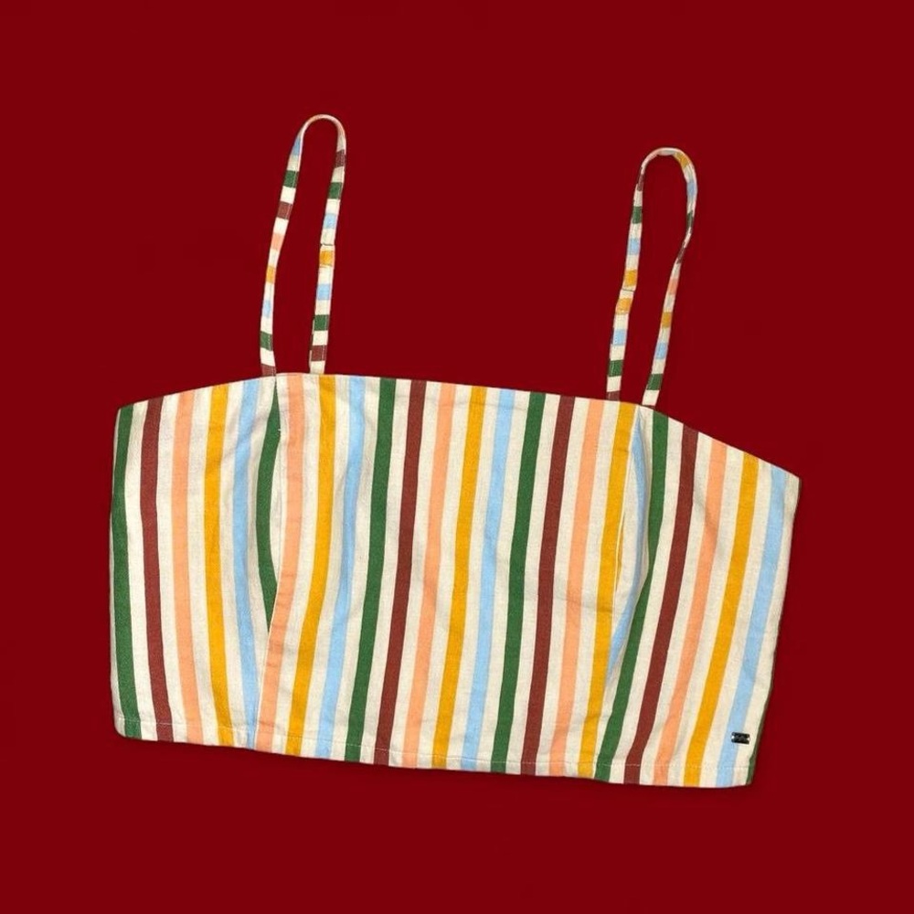 Billabong Retro Colorful Stripe Summer Beach Cropped Tank Top